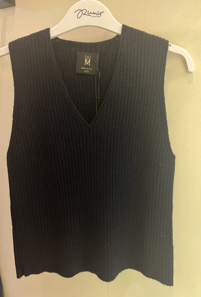 Ribbed V-neck Sleeveless Knit - Midnight Navy