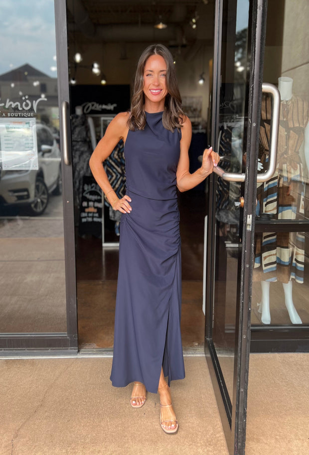 Elle Halter Dress - Indigo