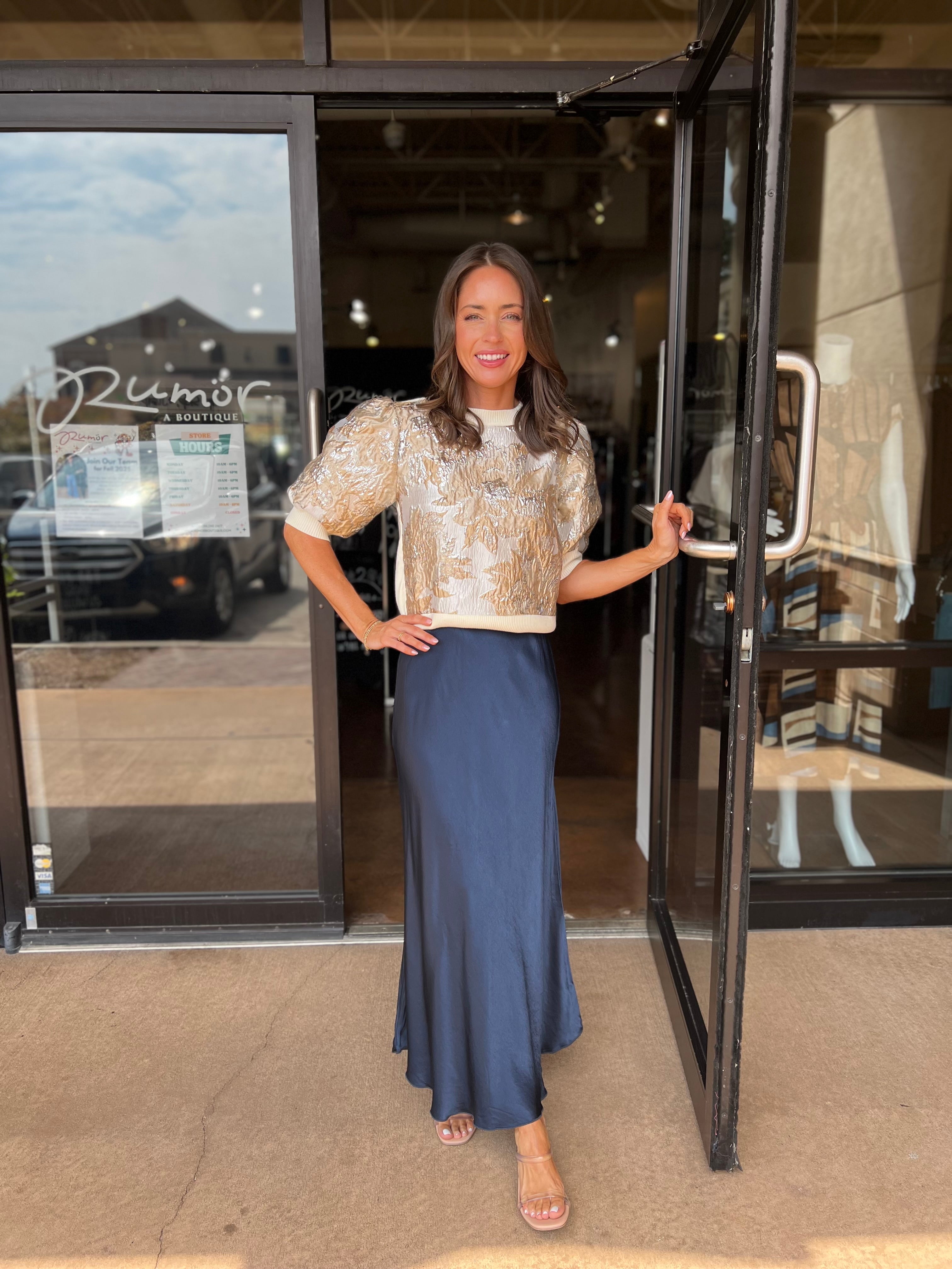 Silky Slip Skirt - Navy