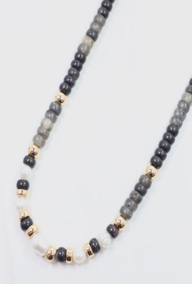 Bowie Necklace - Pearl/Black