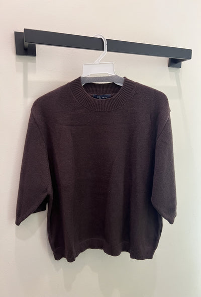 Half Sleeve Sweater Top - Brown
