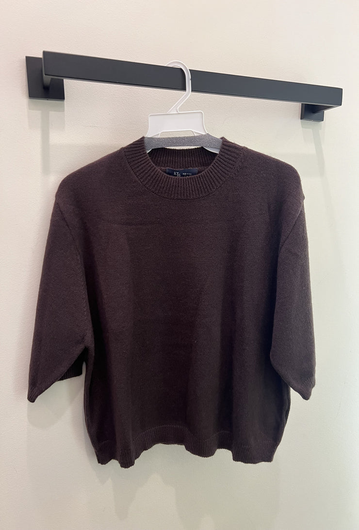 Half Sleeve Sweater Top - Brown
