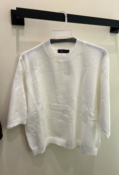 Half Sleeve Sweater Top - White