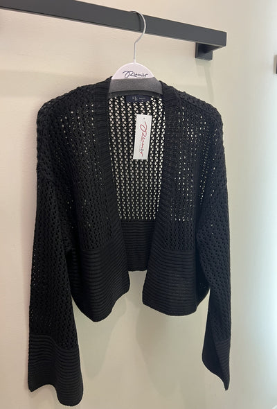 Open Knit Sweater Cardigan - Black