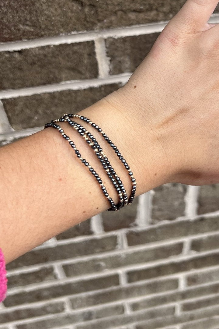 Hope Unwritten Gemstone 2mm Bead Bracelet - Faceted Hematite