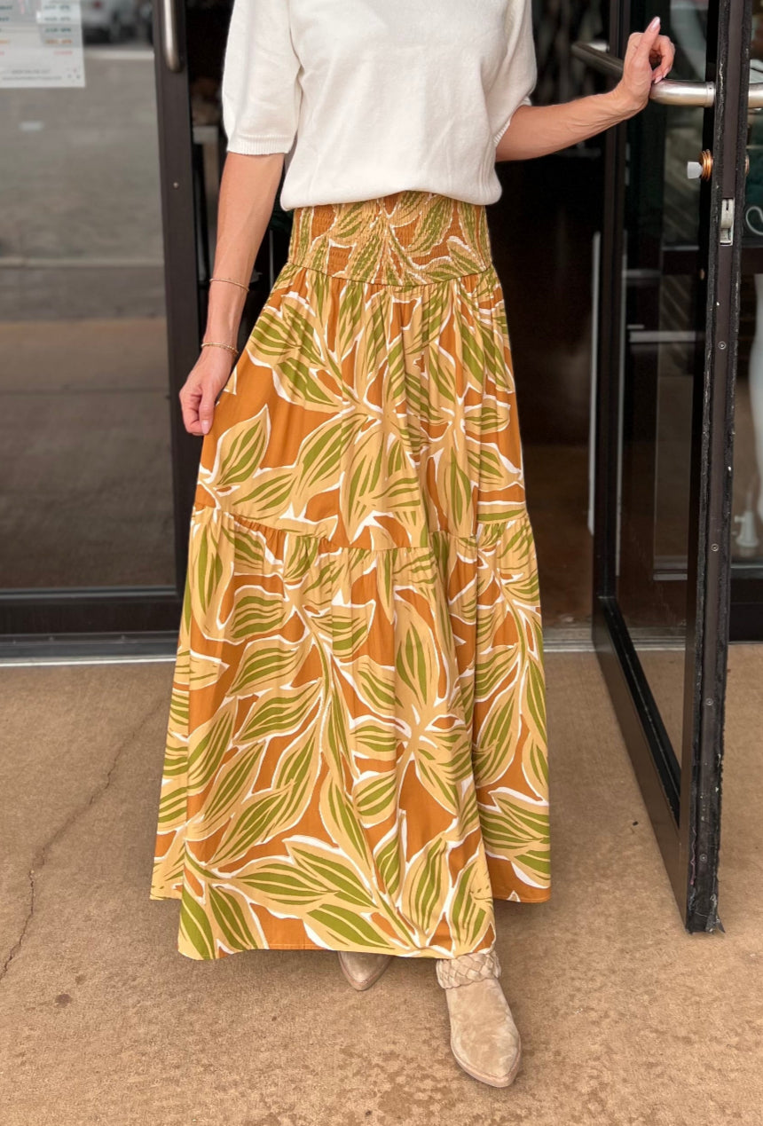 Desert Palm Smock Tier Skirt - Tan