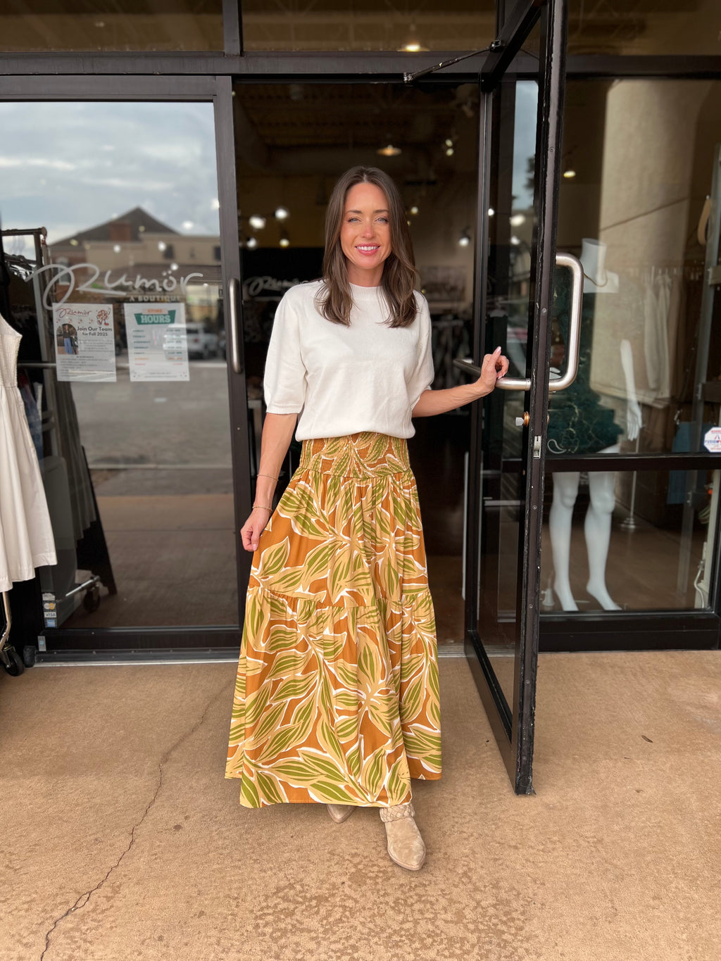 Desert Palm Smock Tier Skirt - Tan