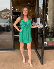 Best Bow Mini Dress - Green Confetti