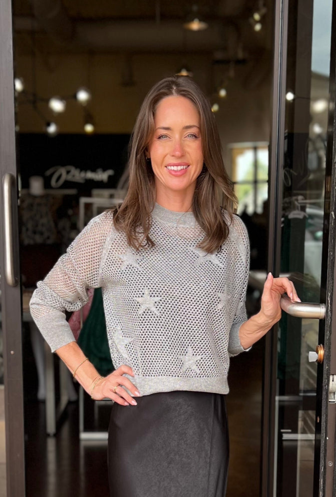 Open Knit Sweater - Silver