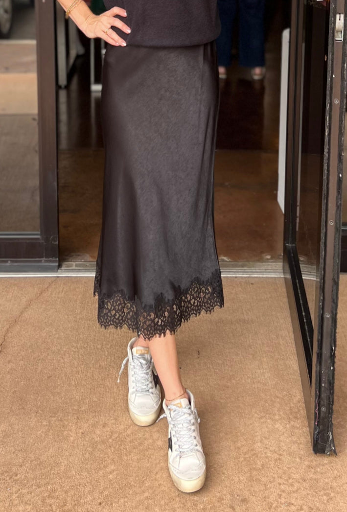 Slip Skirt w/ Lace - Black