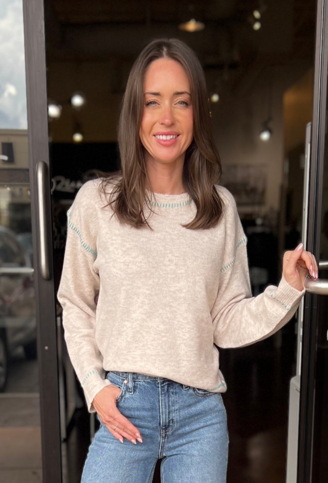 Millie Long Sleeve Top - Heather Oatmeal