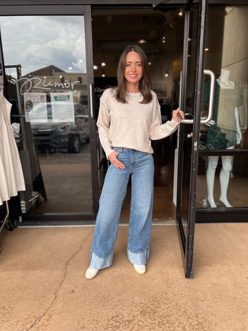 Millie Long Sleeve Top - Heather Oatmeal