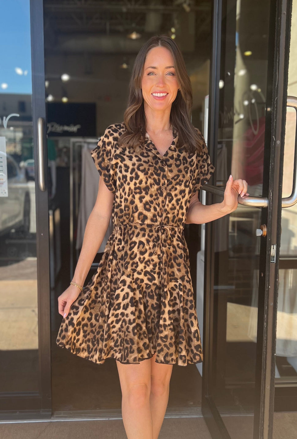 Animal Print Mini Dress - Leopard S Animal Print Mini Dress - Leopard S