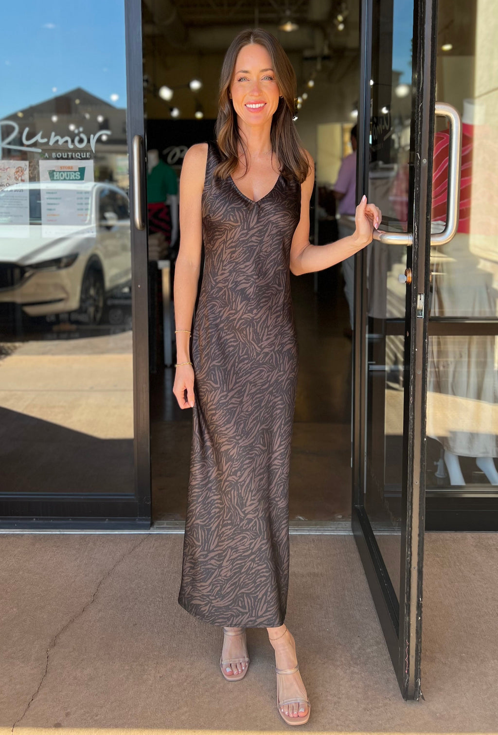 Astra Sleeveless Midi Dress - Java Printed