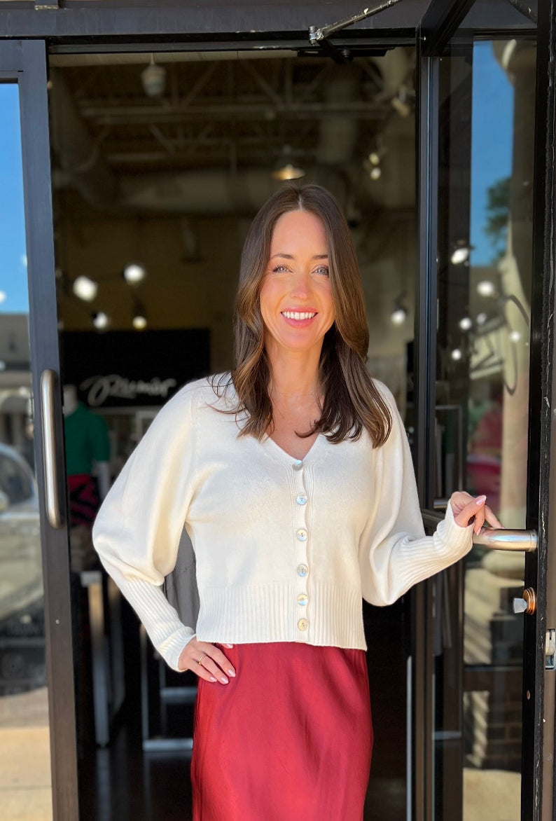 Ultra Soft Button Down Sweater - Panna Cotta