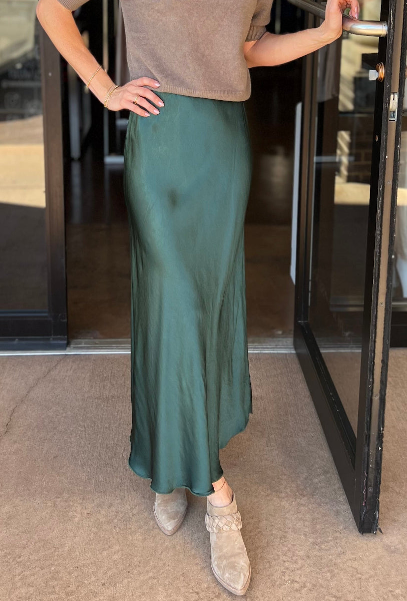 Silky Slip Skirt - Hunter Green