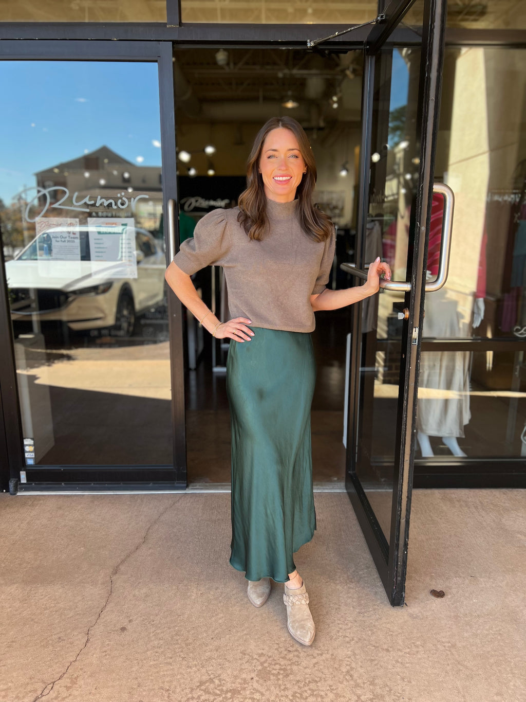 Silky Slip Skirt - Hunter Green