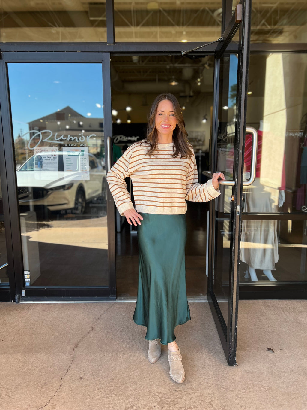 Silky Satin Skirt - Teal