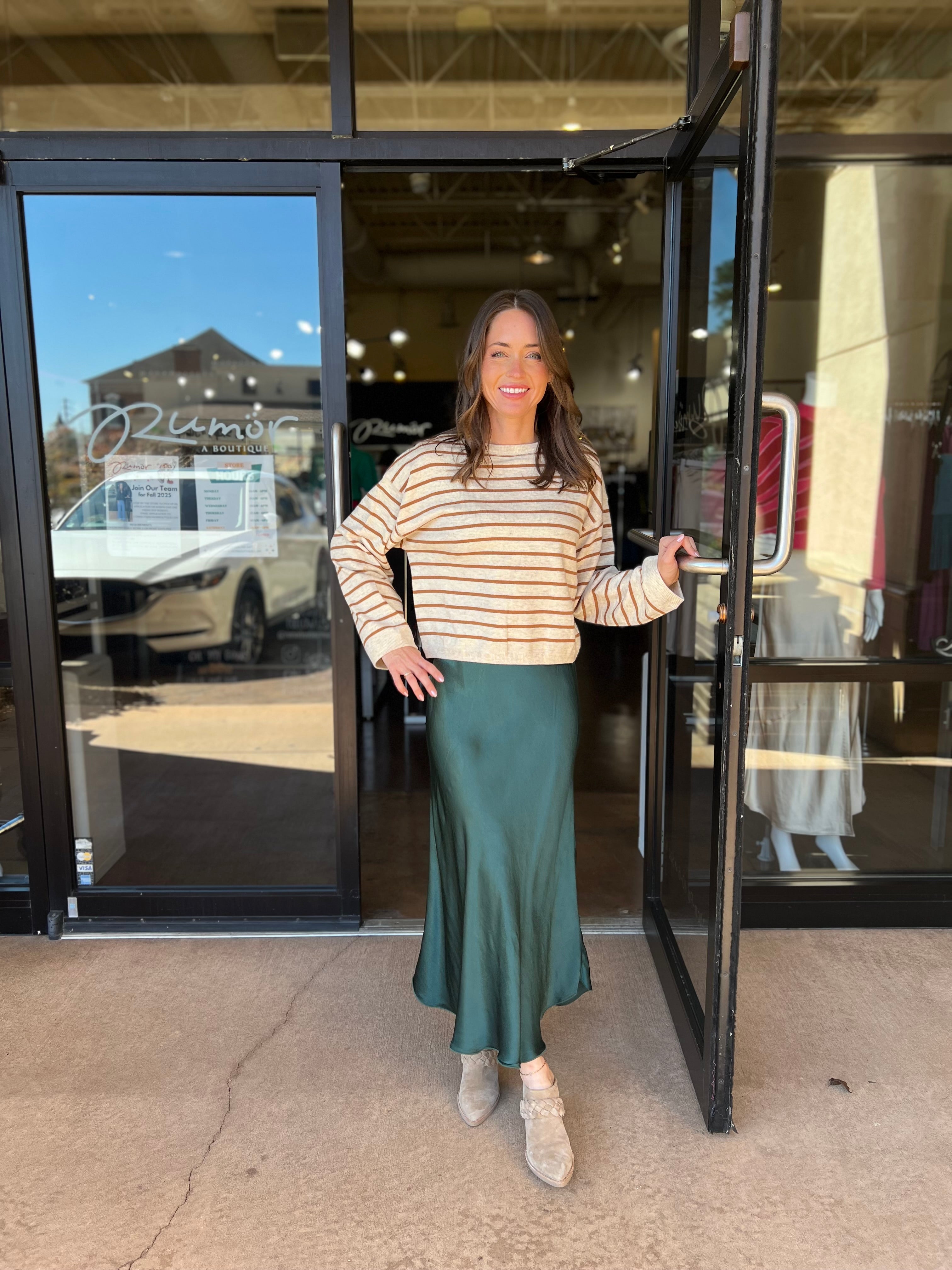 Silky Satin Skirt - Teal