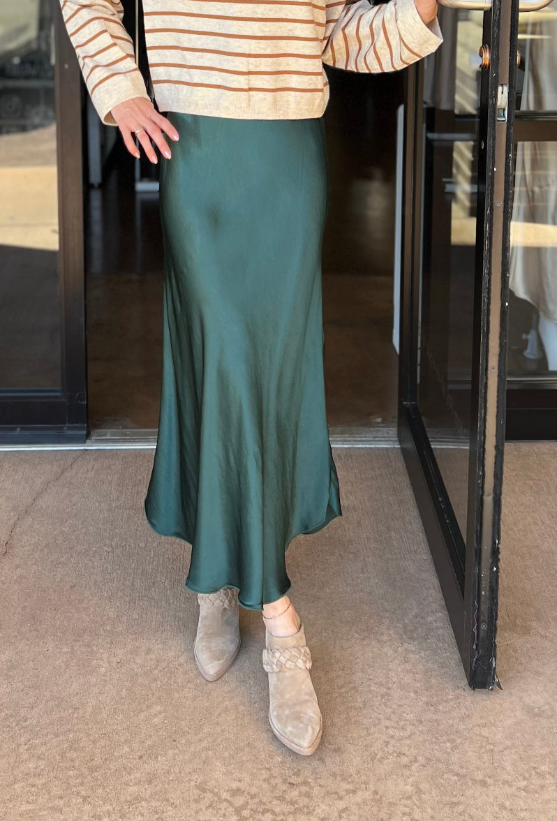 Silky Satin Skirt - Teal