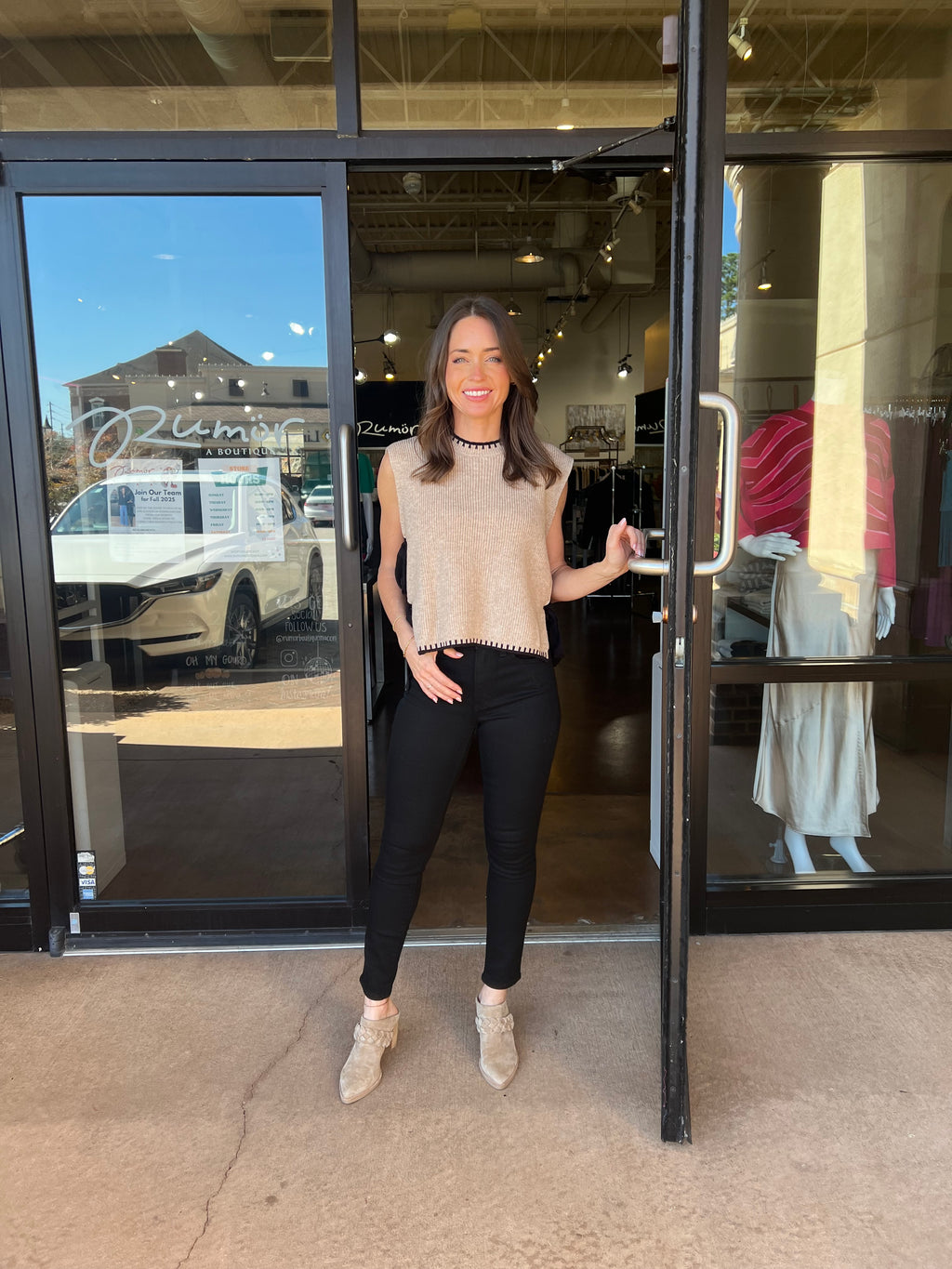 Sweater Vest W/Side Ties - Taupe