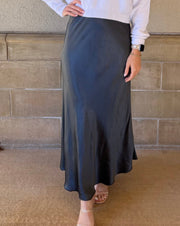 Silky Slip Skirt - Charcoal