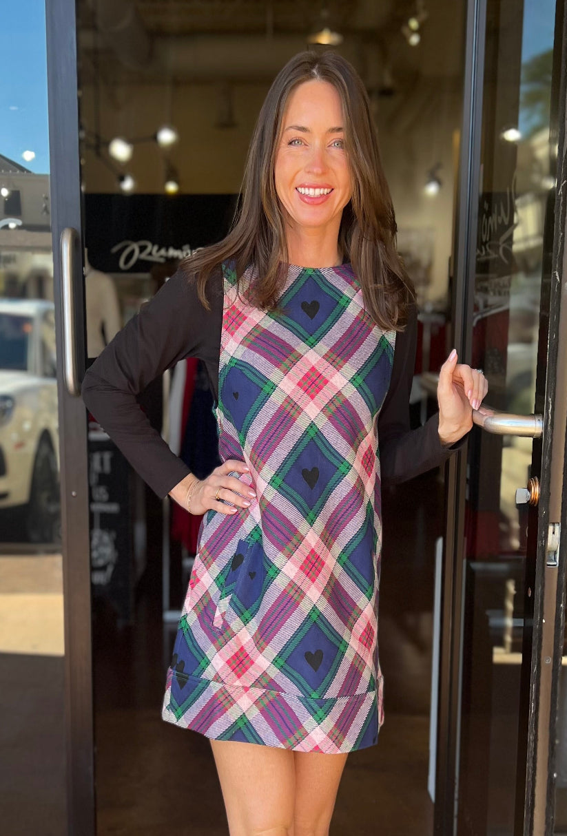 Carven Plaid Mini Dress - Berry Combo