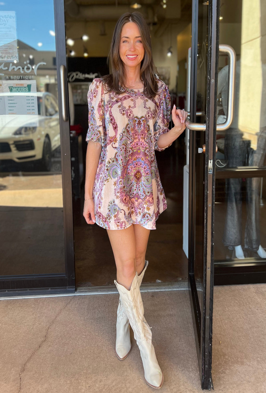 Maye Printed Velvet Tunic - Tea Combo