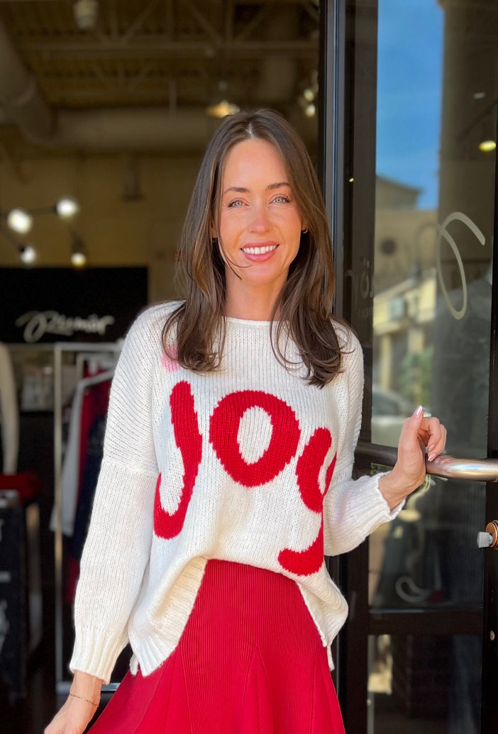 Joy Oversized Crew Sweater - Pure Snow