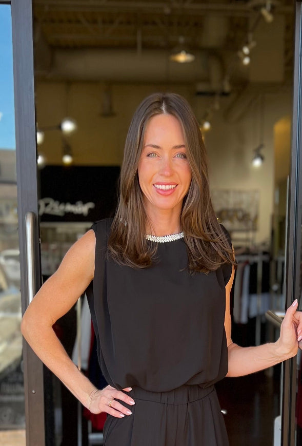 Monroe Bubble Hem Top - Black