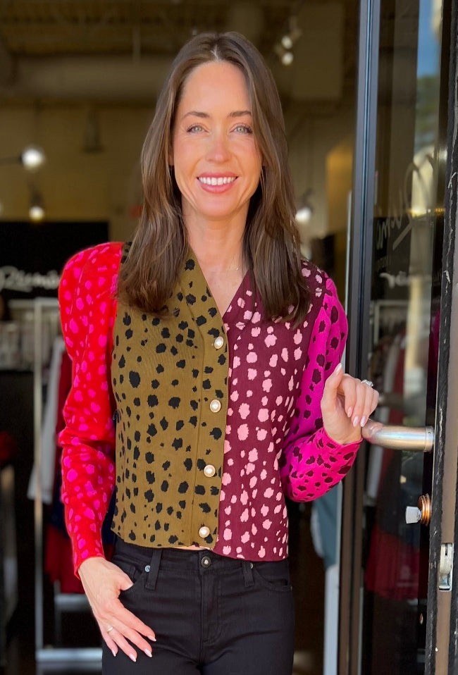 Jovie Spotted Cardigan - Colorblock