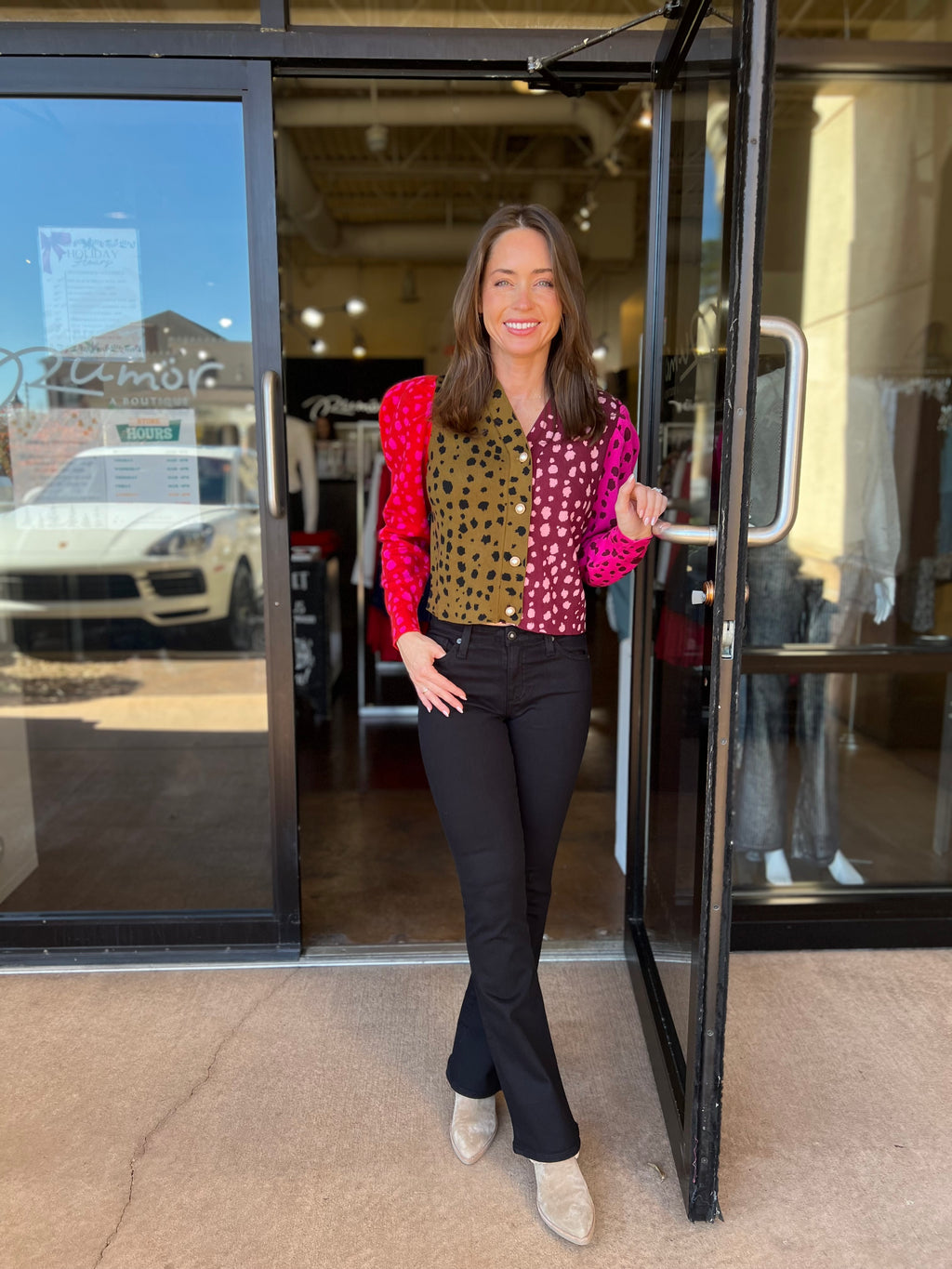 Jovie Spotted Cardigan - Colorblock