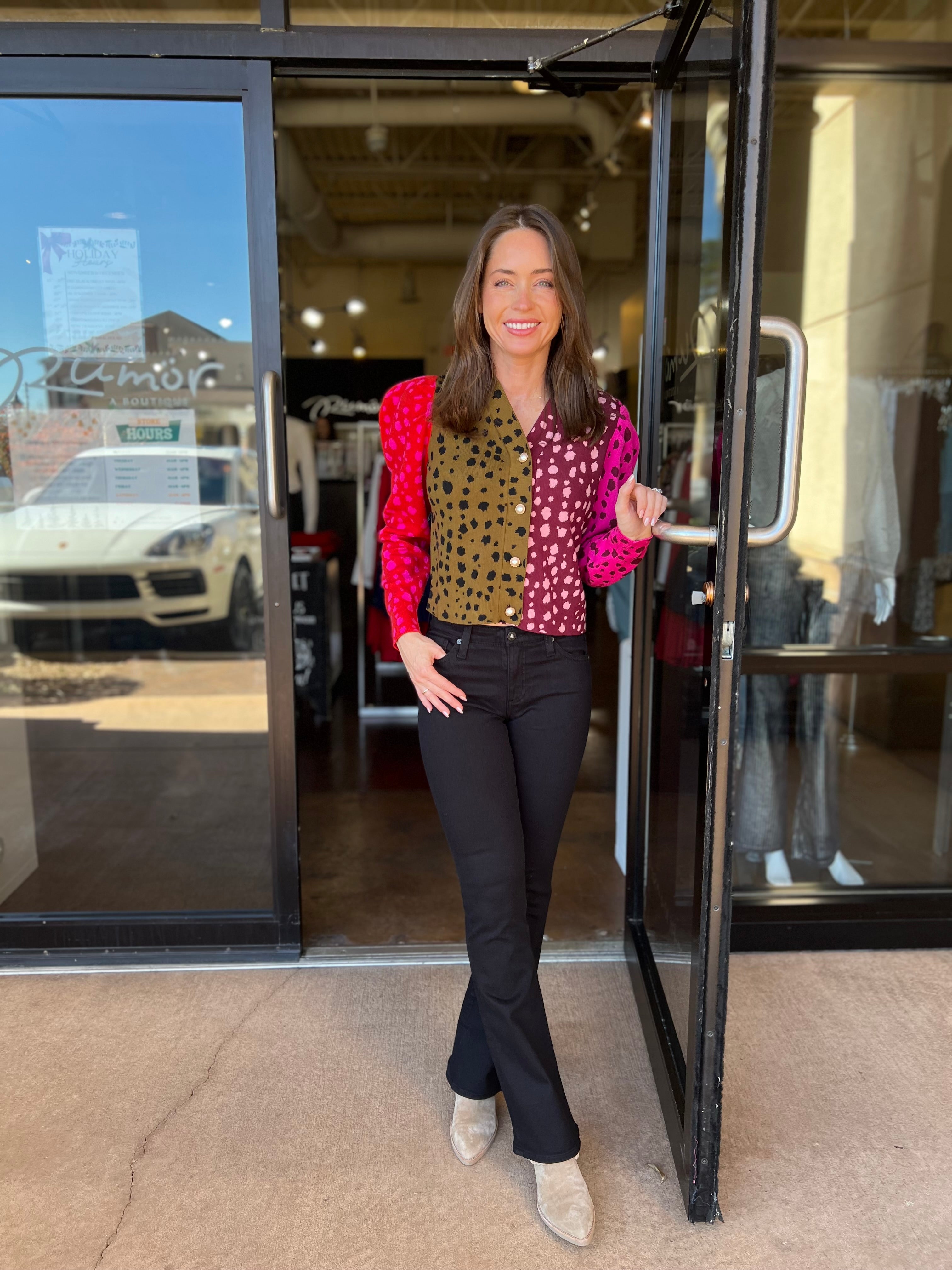 Jovie Spotted Cardigan - Colorblock