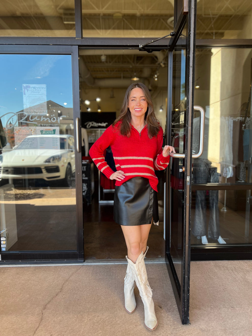 Petra Striped Chunky Top - Red Ginger