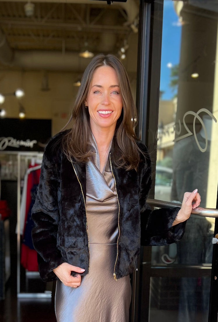 Mica Faux Fur Jacket - Black