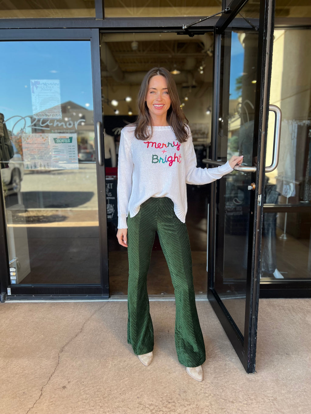 Penny Pull on Velvet Pant - Night Forest