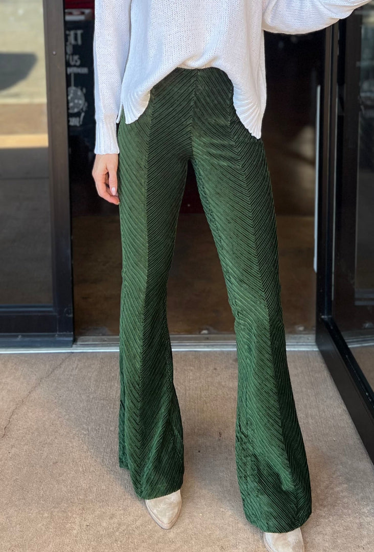 Penny Pull on Velvet Pant - Night Forest