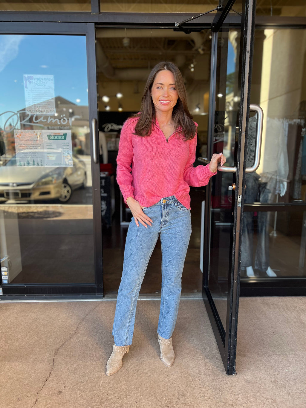 Petra Zip Top - Cherry Pastille