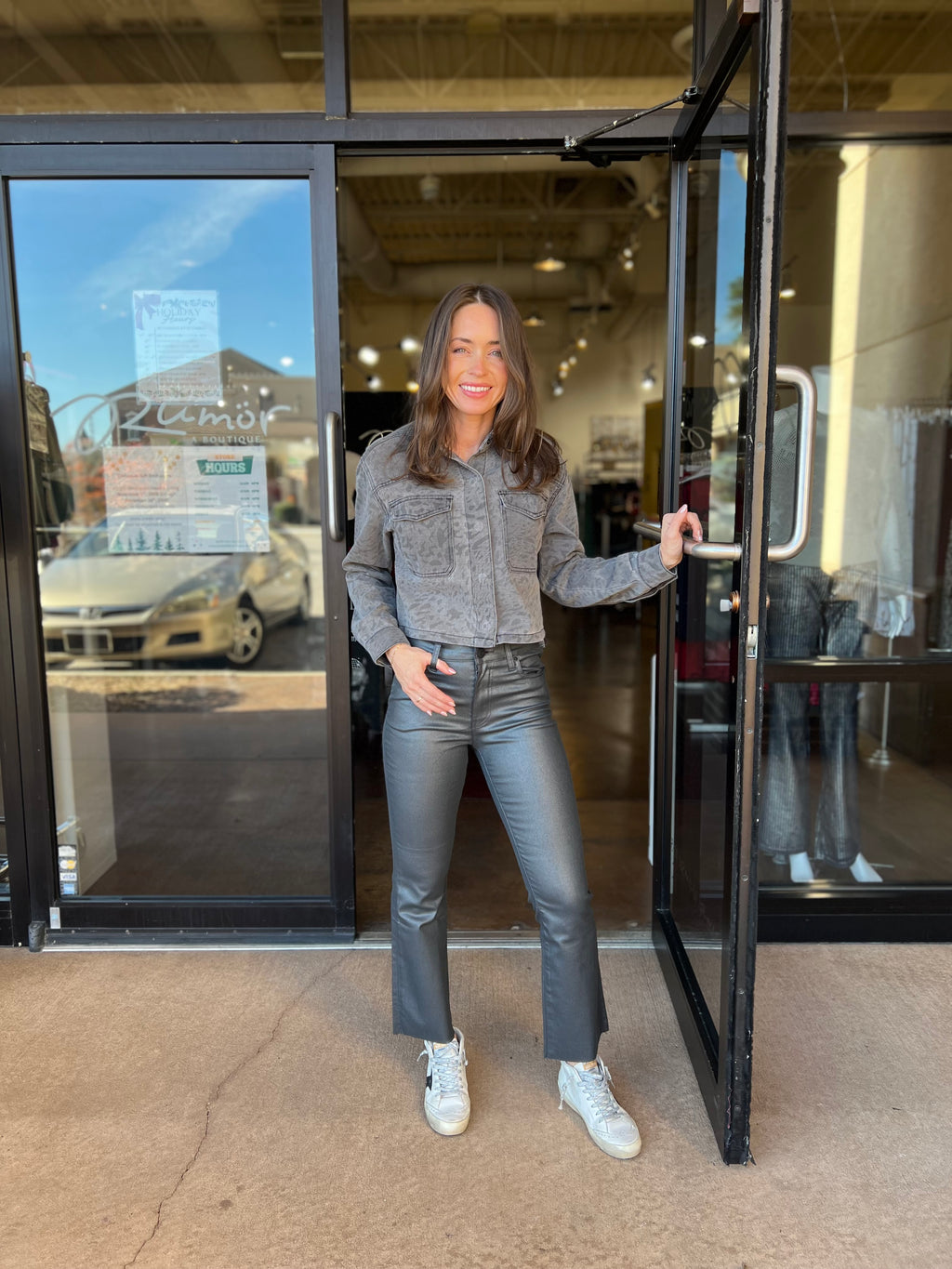 Miley Button Front Jacket - Grey