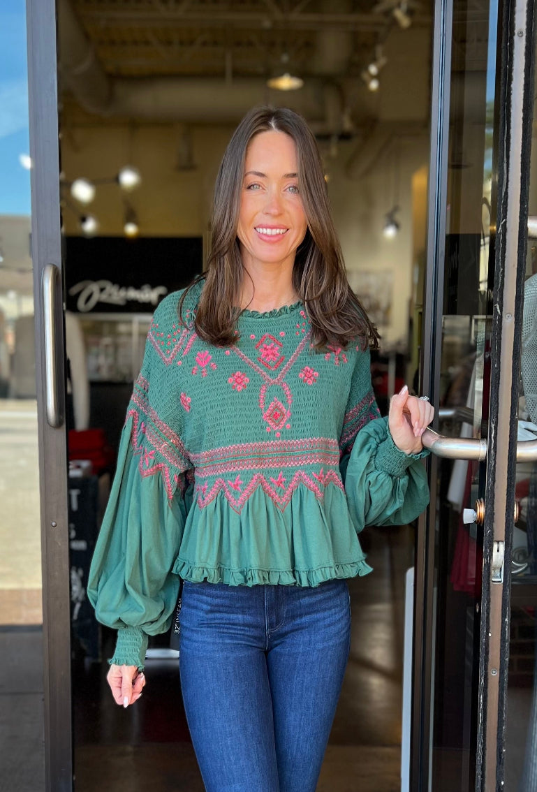 Holly Knit Top - Green Combo