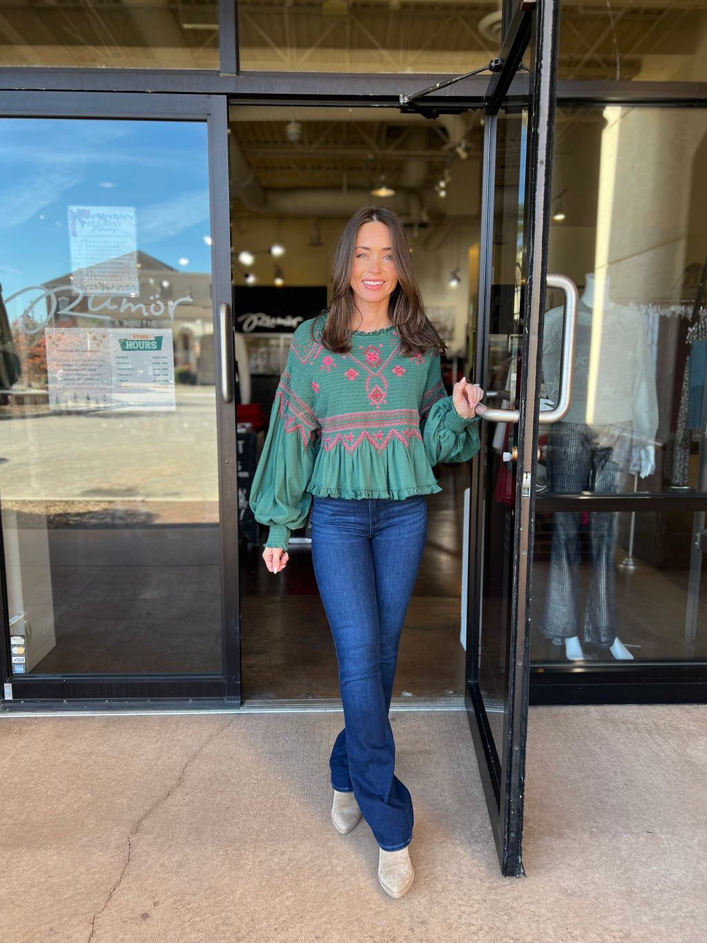 Holly Knit Top - Green Combo