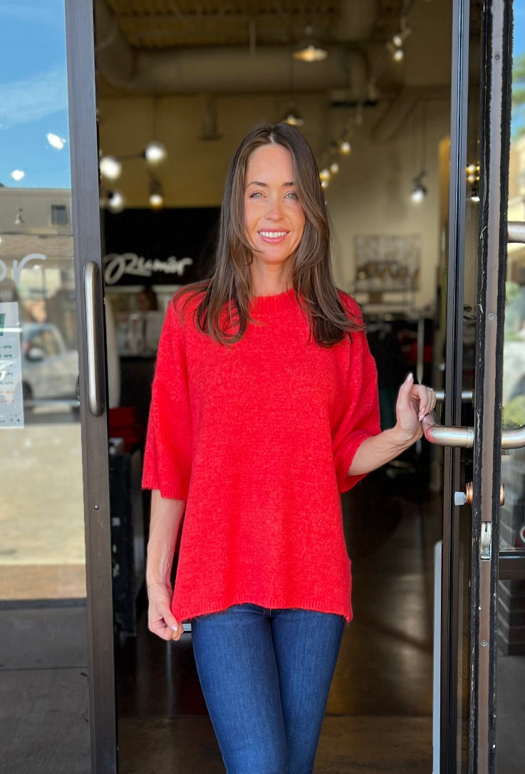 Margot Sweater Tee - Cherry Pop