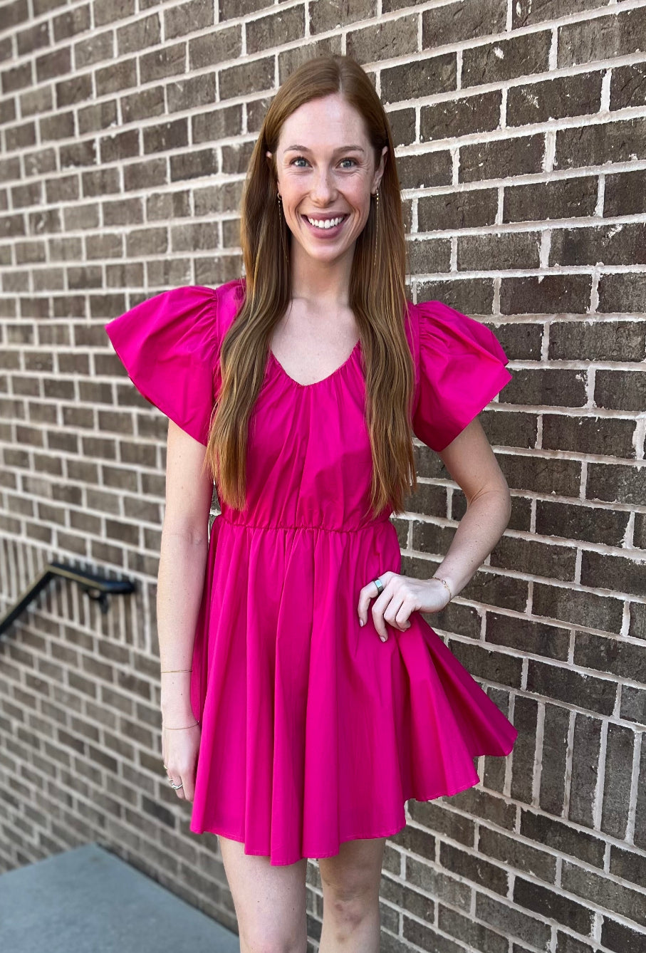 Alexandra Dress - Fuschia Poplin