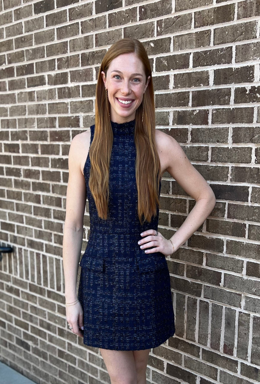 Darcy Dress - Navy Tweed