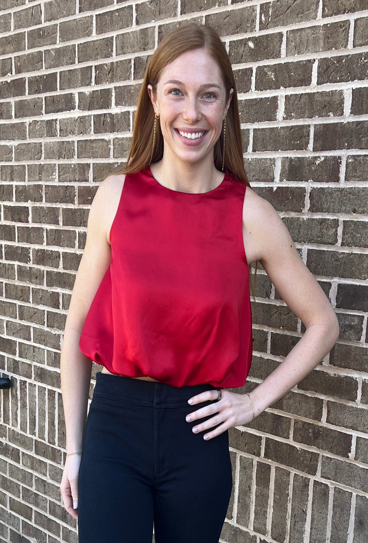 Yazmin Sleeveless Top - Dark Red