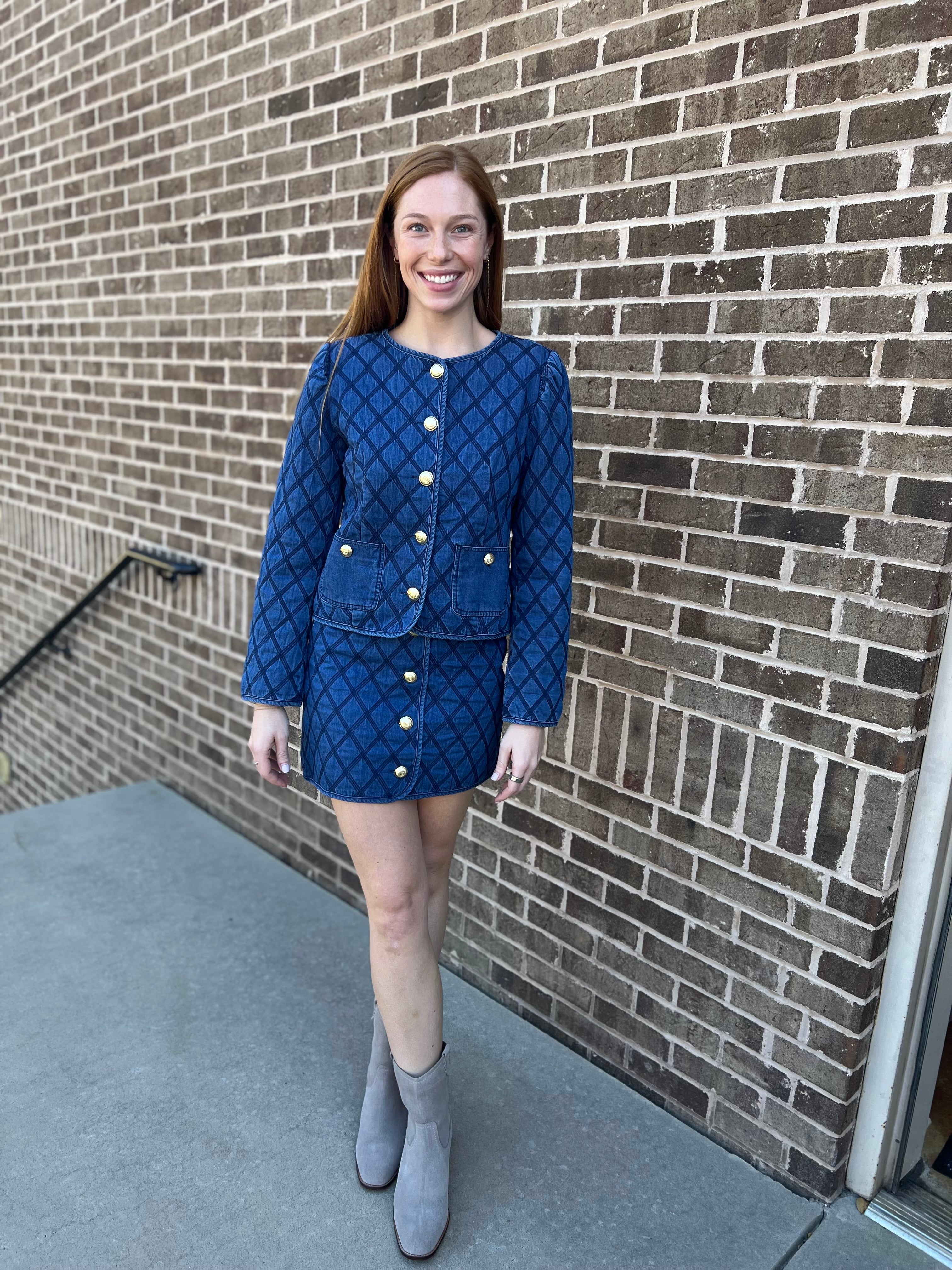 Denim Stitch Novelty Jacket - Blue