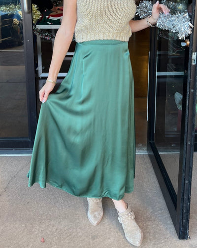 Solid Italian Maxi Skirt - Hunter Green