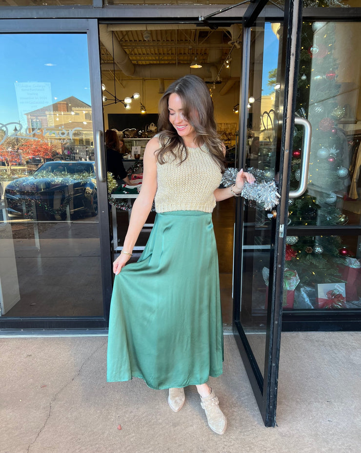 Solid Italian Maxi Skirt - Hunter Green