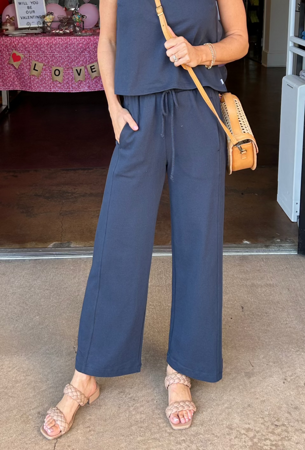 Seamed Wide Leg Pant - Dark Navy