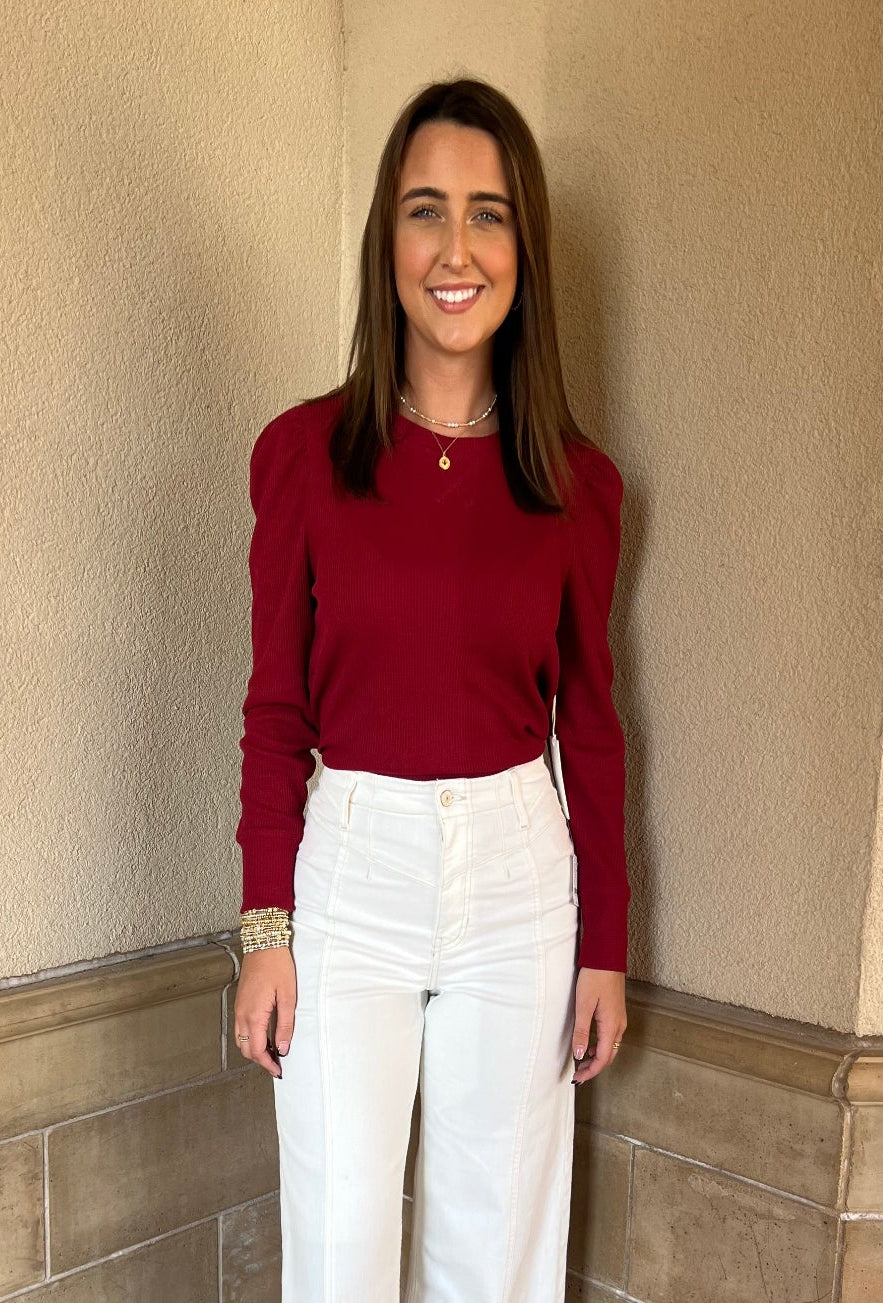 Dara Long Sleeve Top - Red Rose